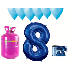 HeliumKing Hélium párty set na 8. narodeniny s modrými balónmi