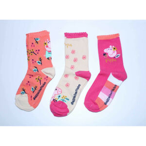 Setino Sada 3 párov detských ponožiek - Peppa Pig ružové mix Veľkosť ponožiek: 23-26