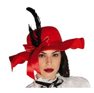 Guirca Dámsky klobúk - červený s pierkom