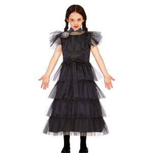 Guirca Dievčenský kostým - Wednesday čierne šaty Veľkosť - deti: M