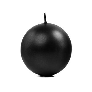 PartyDeco Sviečka - guľa metalická čierna 8 cm