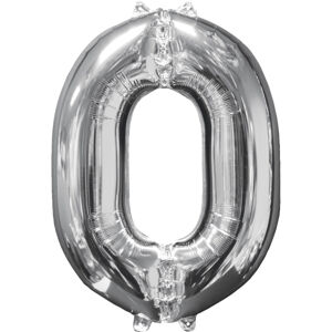 Amscan Fóliový balón -  číslo 0, strieborný 66 cm
