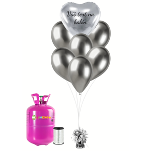 Personalizovaný hélium párty set - Strieborné srdce 31 ks