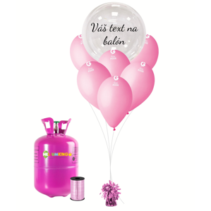 Personalizovaný hélium párty set ružový - Priesvitný balón 16 ks