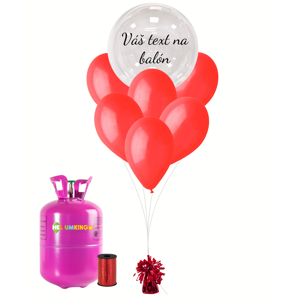 Personalizovaný hélium párty set červený - Priesvitný balón 11 ks