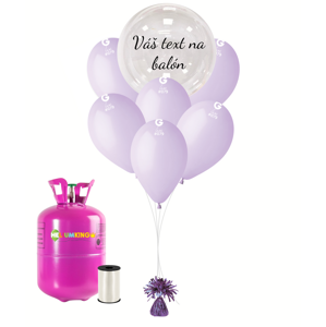 Personalizovaný hélium párty set fialový - Priesvitný balón 11 ks