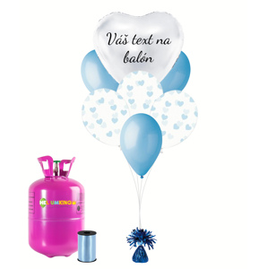 Personalizovaný hélium párty set - Modré srdiečka 31 ks