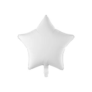 PartyDeco Fóliový balón - Biela hviezda, matná 48 cm