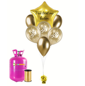 Personalizovaný hélium párty set zlatý - 30. narodeniny 13 ks