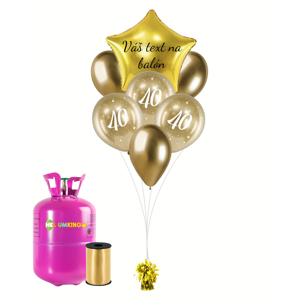 Personalizovaný hélium párty set zlatý - 40. narodeniny 13 ks