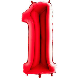 Balónik fóliový číslo červené 1