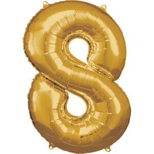 Balónik fóliový číslica 8 zlatá 53 x 83 cm