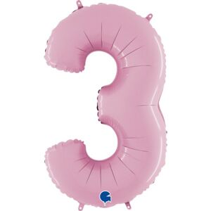 Balónik fóliový číslo 3 pastelovo ružové 66 cm