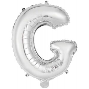 Balónik fóliový mini písmeno G strieborné 34 cm