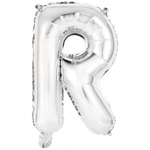 Balónik fóliový mini písmeno R strieborné 34 cm