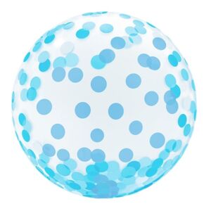Balónik kryštálový s bodkami modrý 46 cm