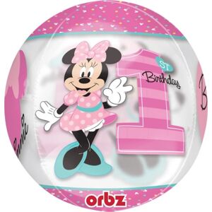 BALÓNKOVÁ bublina ORBZ Minnie 1st Birthday ružový 38x40cm