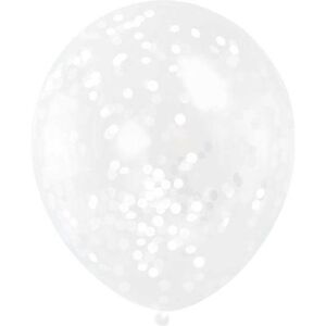 Balóniky latexové s bielymi konfetami 6 ks