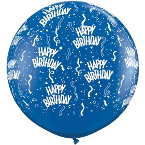 Balóny latexové Happy Birthday modré 90 cm 2 ks