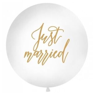 BALÓN JUMBO biely+zlatý "Just Married" 1m