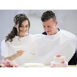 Podbradník svadobný s čipkou 62x110cm biely polyester