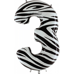 Balón fóliový číslice 3  Zebra