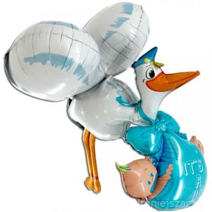 Balónik fóliový Airwalker Bocian modrý 125 x 177 x 66 cm
