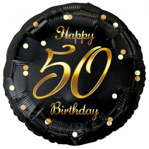 Balónik fóliový Beauty Charm 50. narodeniny čierno-zlatý 45 cm