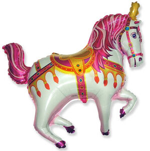 Balónek fóliový Cirkusový kůň růžový 92 x 100 cm
