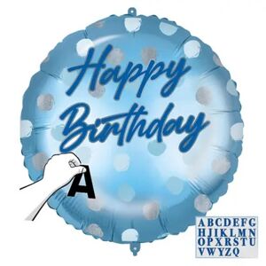 Balónik fóliový Happy Birthday Bodky modré so samolepkami 46 cm