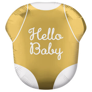 Balónik fóliový Hello Baby zlatý