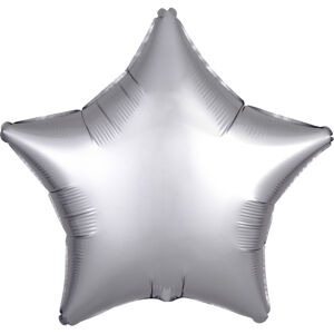 Balónik fóliový Hviezda saténová strieborná 48 cm