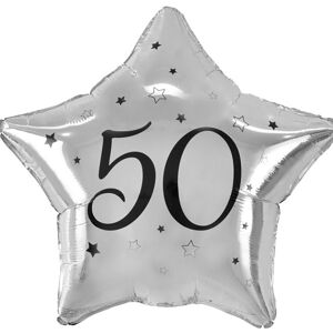 Balónik fóliový Hviezda strieborná 50. narodeniny 44 cm
