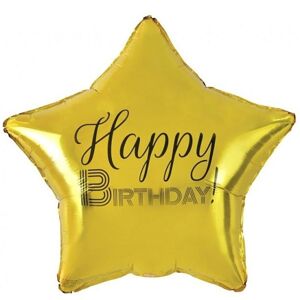 Balónek fóliový Hvězda zlatá Happy Birthday 48 cm