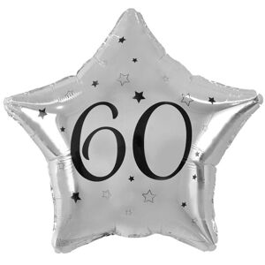 Balónik fóliový hviezda strieborná 60. narodeniny 44 cm