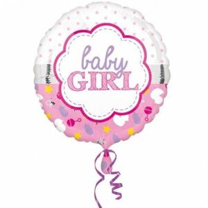 Balónik fóliový guľatý Baby girl 43 cm scallop