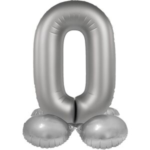 Balónik fóliový samostojný číslo 0 Mesačné striebro, saténový lesk 41 cm