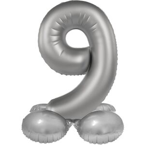 Balónik fóliový samostojný číslo 9 Mesačné striebro, saténový lesk 41 cm