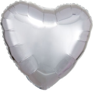 Balónik fóliový Srdce metalické strieborné 43 cm