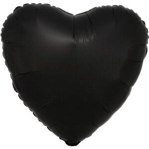 Balónik fóliový Srdce saténové čierne 43 cm