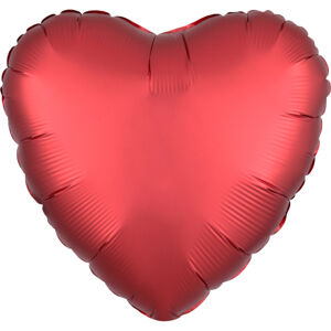 Balónik fóliový Srdce saténové sýto červené 43 cm