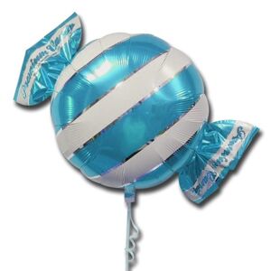Balónik fóliový sv. modrý Cukrík s prúžkami 1 ks