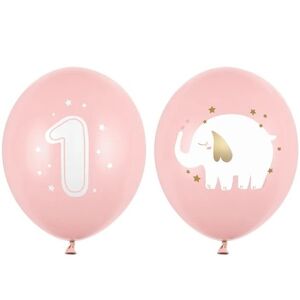 Balónek latexový 1. narozeniny Slon sv. růžový 30cm 1ks