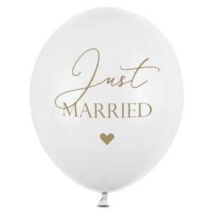 Balónek latexový bílý s nápisem Just Married 30 cm 1 ks