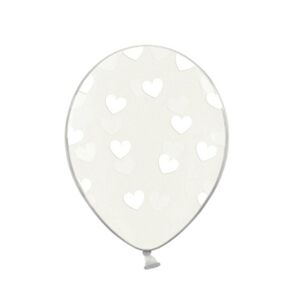 Balónik s potlačou transparent Srdce biele 1 ks