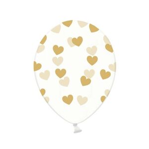 Balónik s potlačou transparent Srdce zlaté 1 ks
