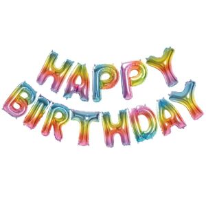 Balónový nápis Happy Birthday dúhový 35 cm