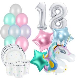 Balónový set Unicorn dúhový – osemnásť pre 6 osôb