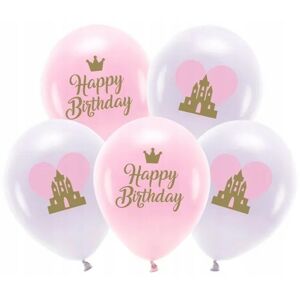 Balóniky latexové ECO Happy Birthday Princess mix 33 cm 5 ks