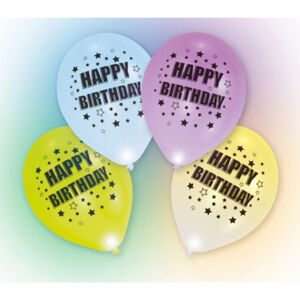 Balóniky svietiace Happy Birthday 4ks